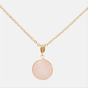 SANCTUARY PROJECT ROSE QUARTZ ROUND PENDANT NECKLACE, GOLD, NWT!
